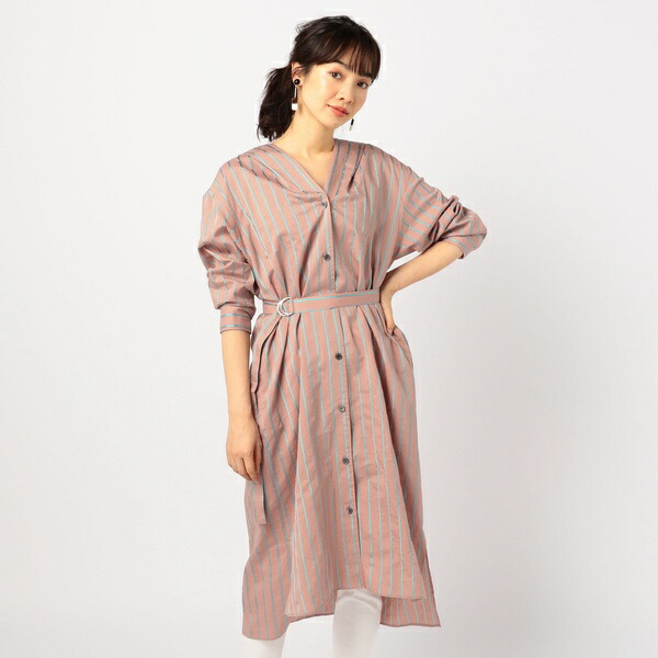 お買い物 新作 ビームスストライプシャツワンピース ノーリーズ レディース Nolley S