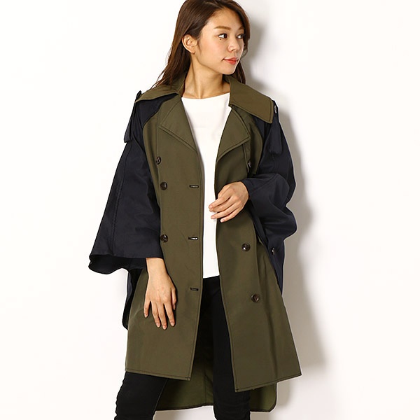 ミリタリー風ポンチョ Valet レディースファッション ミリタリー風ポンチョ ヴァレット Titilate 配色 配色 Valet 丸井 マルイ 店ミリタリーコート トレンチコート ティティレイト