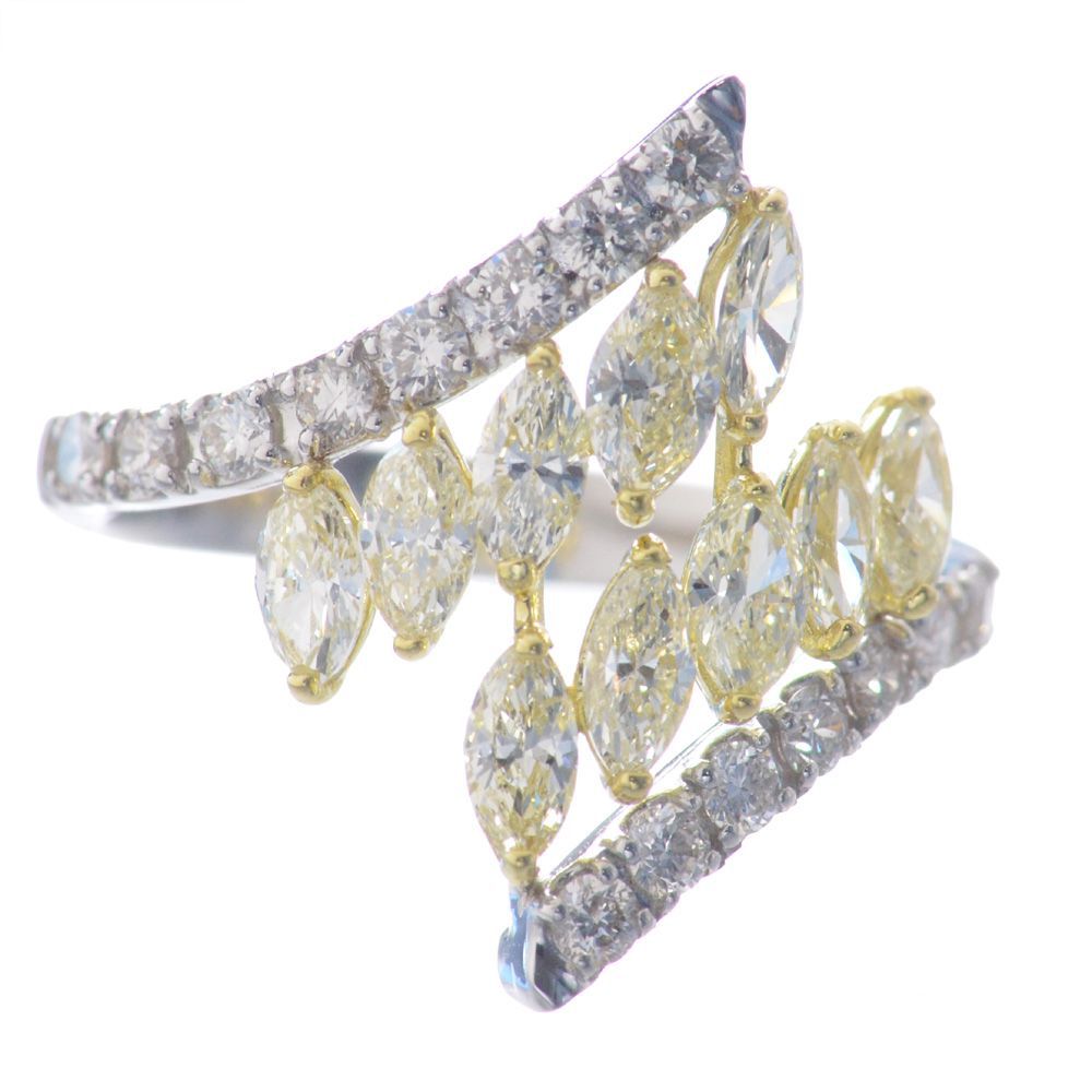 指輪 レディース 18k 18金 18金 プラチナ イエローゴールド ダイヤモンド リング リング K18 18k Pt950 鑑別書付き 日本製 アクセサリーマートマーキスカットダイヤモンドが美しいリング