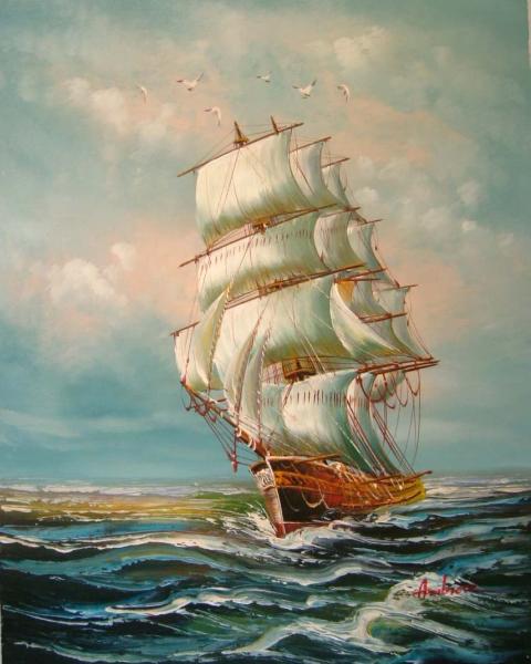 記念品 印象派 国宝美術油絵 帆船 絵画制作専門アートユーラシア絵画