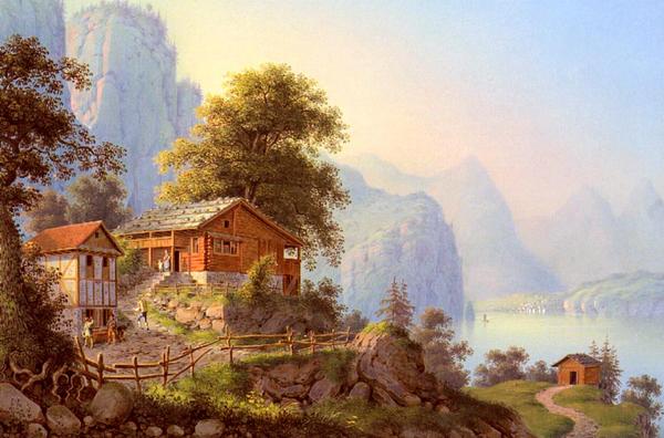 油画ludwig bleuler_瑞士的风景