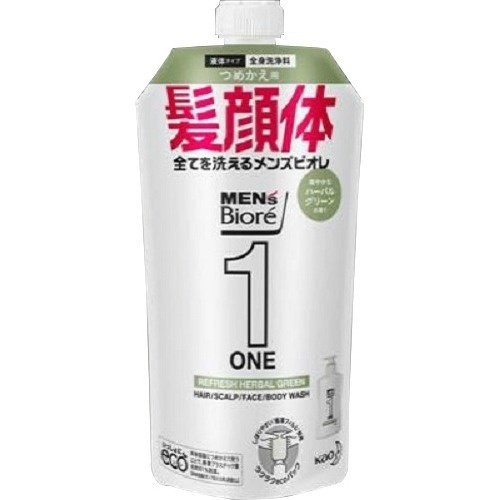 送料込 まとめ買い 24個セット 花王 メンズビオレ One オールインワン全身洗浄料 ハーバルグリーンの香り ボディケア つめかえ用 340ml 日用品 つめかえ用 福袋 生活雑貨の店 カットコ 石けん ボディソープ ラッピング無料即出荷 の 新作モデル