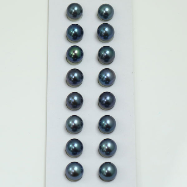 5-9.0 m m 工艺黑色部分皮尔斯黑色珍珠伊势志摩珍珠耳环或穿孔.