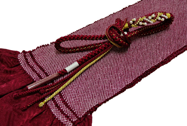 振袖用 和装小物 帯揚げ帯締めセット エンジ系 W No 1帯締め 着付け小物 正絹 パール調飾り付帯揚げ 正絹 絞り 振袖小物 和服 送料無料 ギャラリー華藍 振袖を一層お洒落に引き立てる 帯揚げ帯締めセット