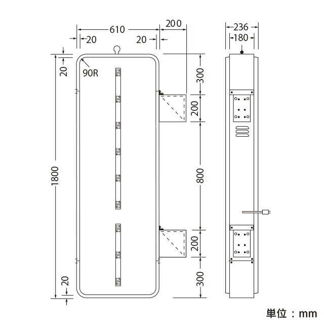 送料無料 オンライン ステンレス枠中型突き出しled看板 デザイン 貼り加工込み 袖看板 電飾看板 内照看板 照明入り看板 ステンレスの素材 感が高級感を引き立てます