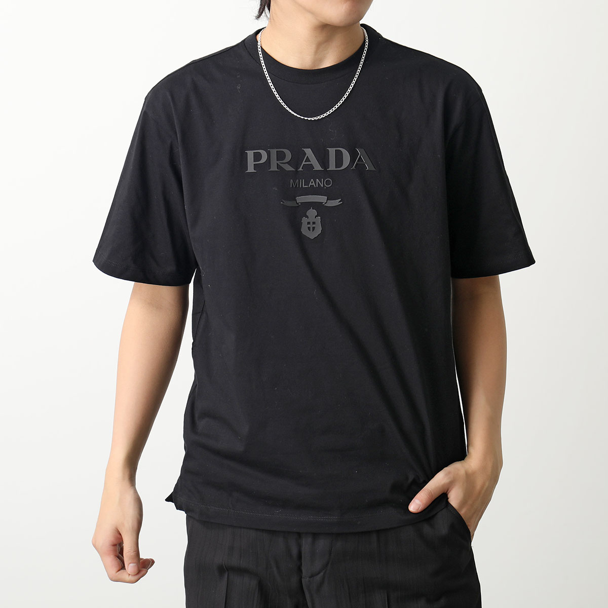 楽天市場PRADA プラダ Tシャツ UJN815 1052 メンズ コットン カットソー ロゴT クルーネック 半袖 エンボスロゴ