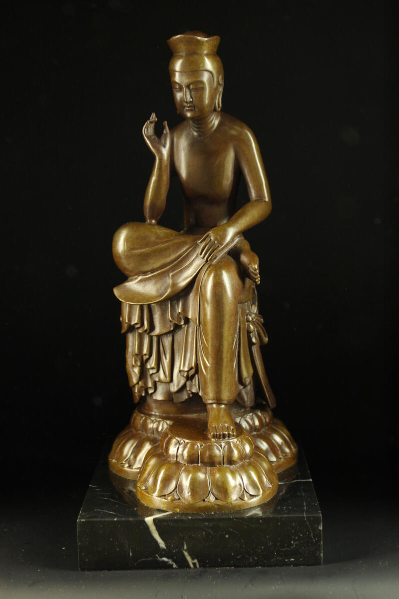 値下げ！！ ブロンズ像 弥勒菩薩 仏像 銅製 骨董品 - 美術品