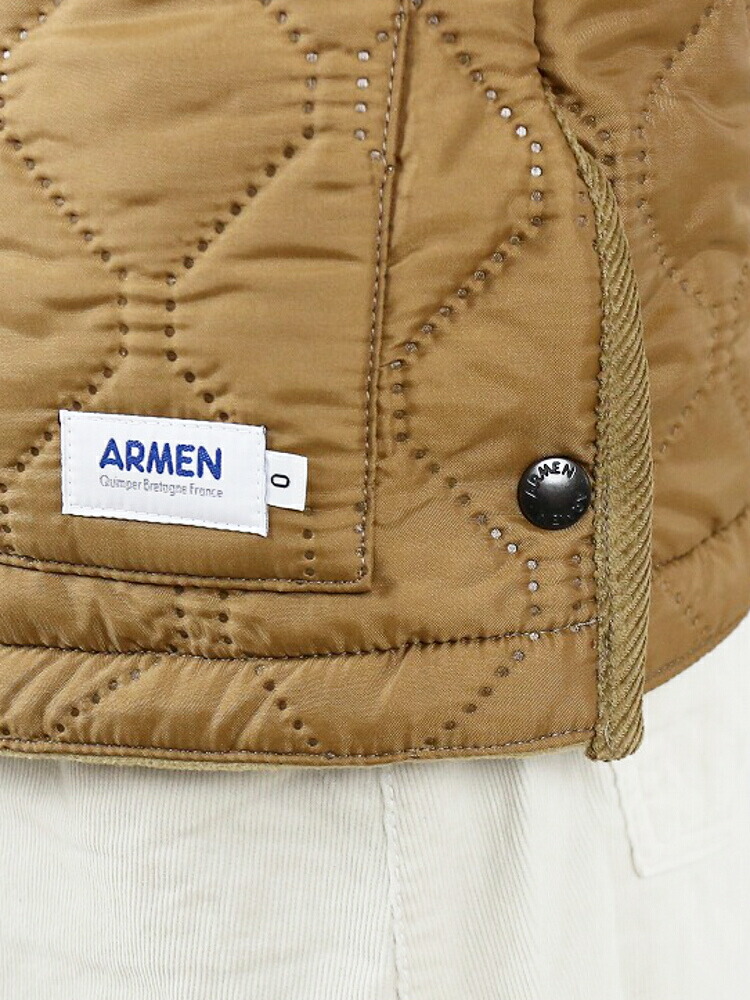 armen (amen) polyester quilted fleece running shirt collar