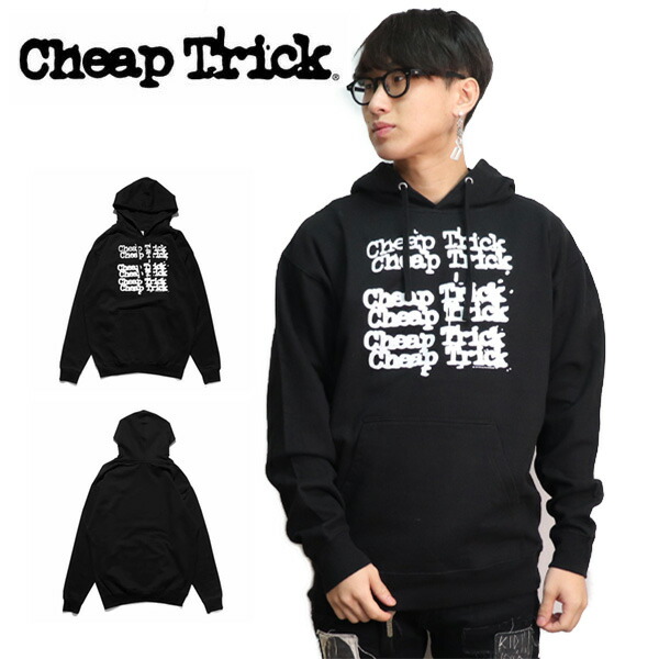 楽天市場チープ トリックCHEAP TRICKLOGO HOODIE ブラック ロゴ 長袖 パーカー ロックバンド ロゴ プルオーバー