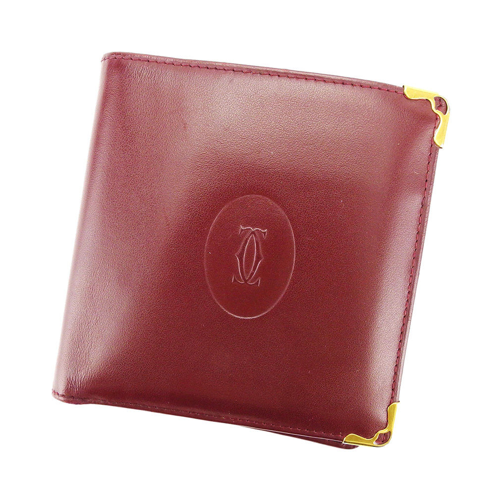 中古】 カルティエ Cartier 二つ折り財布 財布 ボルドー