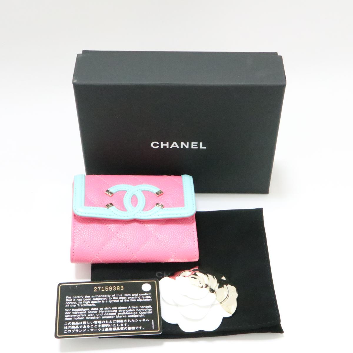 auth chanel 香奈儿 coin 钱包 wallet purse caviar skin leather