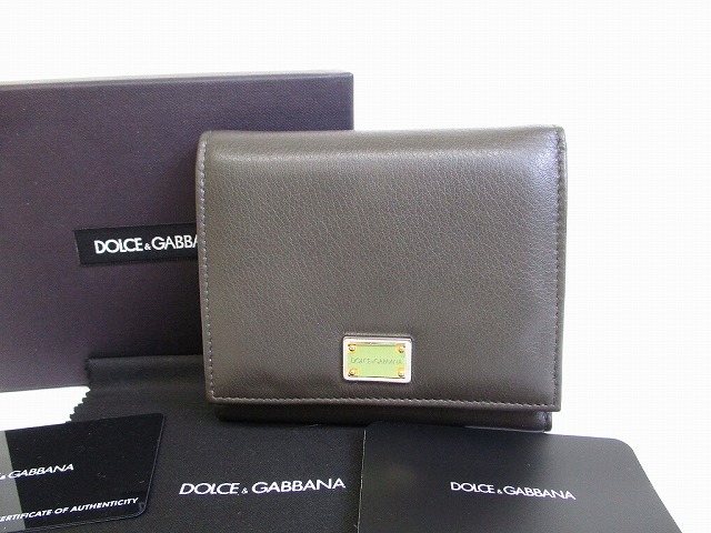 新古品 ドルチェ ガッバーナ ドルガバ ドルガバ Dolce Gabbana D G レザー 3つ折り財布 コンパクト財布 メンズ レディース ダークブラウン 中古 東京のブランドショップ