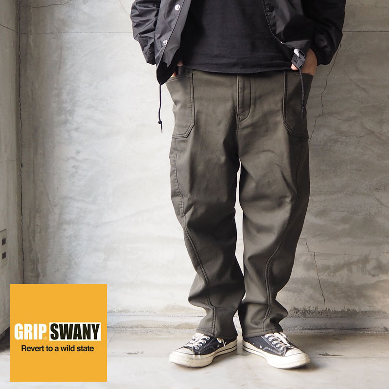 Grip Swany グリップスワニー 裏地フリース パンツ 裏地フリース Jog フリース 3d Lining 防寒 Wide Camp Pants Gsp 64 メンズ キャンプ ワイド イージー イージーパンツ アウトドア キャンパー ワイドパンツ アメカジ 裏地 フリース 防寒 防風 アウトドアパンツ Good