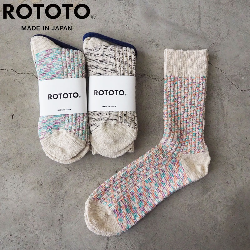 楽天市場ROTOTO ロトト 靴下 ソックス メンズ KASURI RIBBED CREW SOCKS R1513 25 27cm