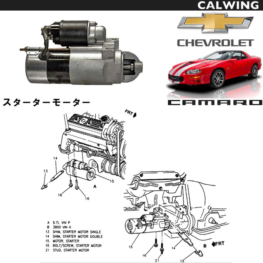 車用品 パーツセンター カマロ アメ車パーツ スターターモーター 部品 欧州車 Acdelco アメ車 パーツ エスカレード キャルウイング Camaro 逆輸入車chevoret シボレー Camaro カマロ 98y 02y スターターモーター Acdelco 安心と信頼のacデルコ製 アメ車パーツ