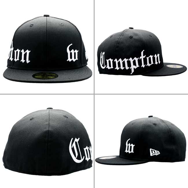 new gills side big logo compton black white new era side big