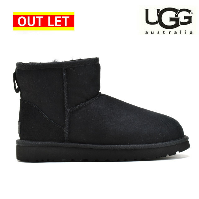 アウトレット ウェスコ 返品 交換不可 右足つま先にシワあり ダナー アグ Ugg パラブーツ Classic Mini Ii Black クラシック ミニ Ii シープスキン ボア ブーツ ブラック 黒 レディース サイズus8 0