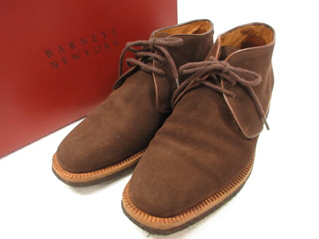 イタリア製 バーニーズニューヨーク Barneys メンズ New Barneys York スエードチャッカブーツ メンズ メンズ靴 ブラウン Size8 1mz5888 中古 クール ヴェール 店イタリア製 バーニーズニューヨーク Barneys New York スエード チャッカブーツ メンズ