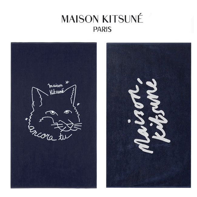 maison kitsune bichitaorumezonkitsunebasutaoru beach towel navy