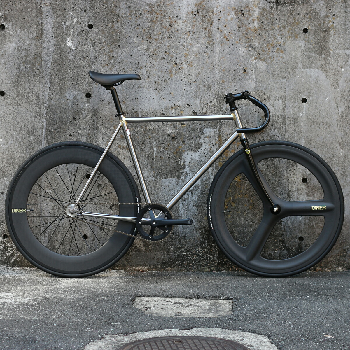 限定2台 完成車 ピストバイク Leaderbike 完成車 Diner Original Limited Editoon mm Raw Custom Bike 自転車 バイク スポーツバイク 完成品 クロモリ 軽量 カスタム カスタムバイク ベース フリーギア 固定ギア 初心者 シンプル おしゃれ Raw ロウ Diner店限定２