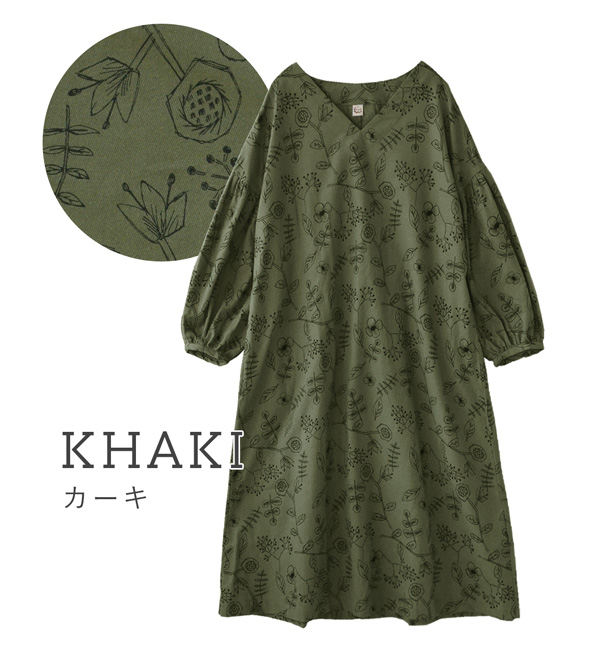 棉布大的尺寸花纹天然的休闲的秋天秋天衣服◆botanikarusuketchi