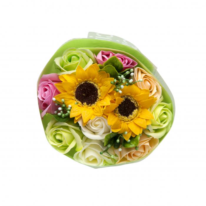 年中無休 ローズ ひまわりブーケ ガラス製品 ソープフラワー ミックス ソープフラワー 6個セット せっけん お菓子屋 石鹸 鑑賞用 造花 ソープ Fdc94m 19mil 香り 長持ち アレンジ プレゼント ラッピング ランドセル のフロロ花資材を卸価格で買えるフロロラッピング
