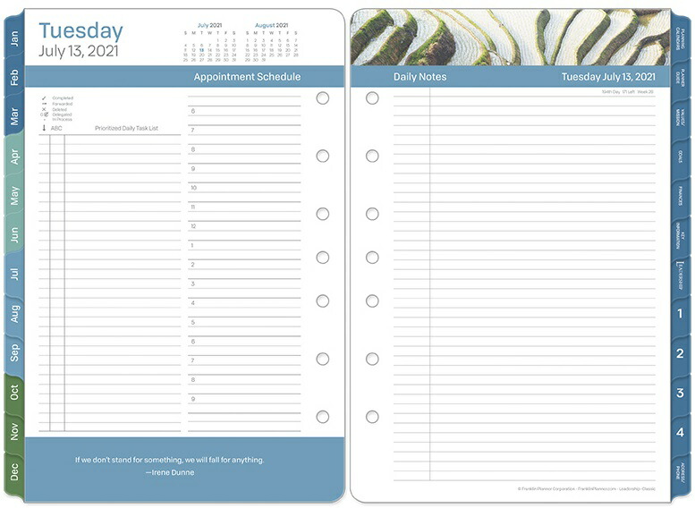 公式 フランクリンプランナー クラシックサイズ A5 サイズ システム手帳 変形 サイズ ７穴 リーダーシップ デイリー リフィル 変形 英語版 1日2ページ 2021年1月始まり 12ヶ月 手帳 システム手帳 スケジュール帳 フランクリン プランナー公式通販タイム