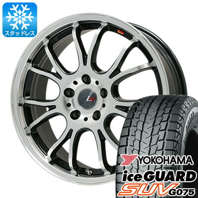 送料無料 5穴 114 タイヤ ホイール Suv 7 00 18車用品 バイク用品 アイスガード ヨコハマ Yokohama G075 ホイール4本セット Lehrmeister スタッドレスタイヤ ホイールセット スタッドレスタイヤ ヴァッサーノ ブラックポリッシュ 225 55r18 18インチ レアマイスター 7j