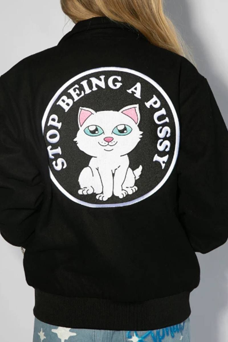 楽天市場RIPNDIP リップンディップ Stop Being A Pussy Varsity Jacket Black