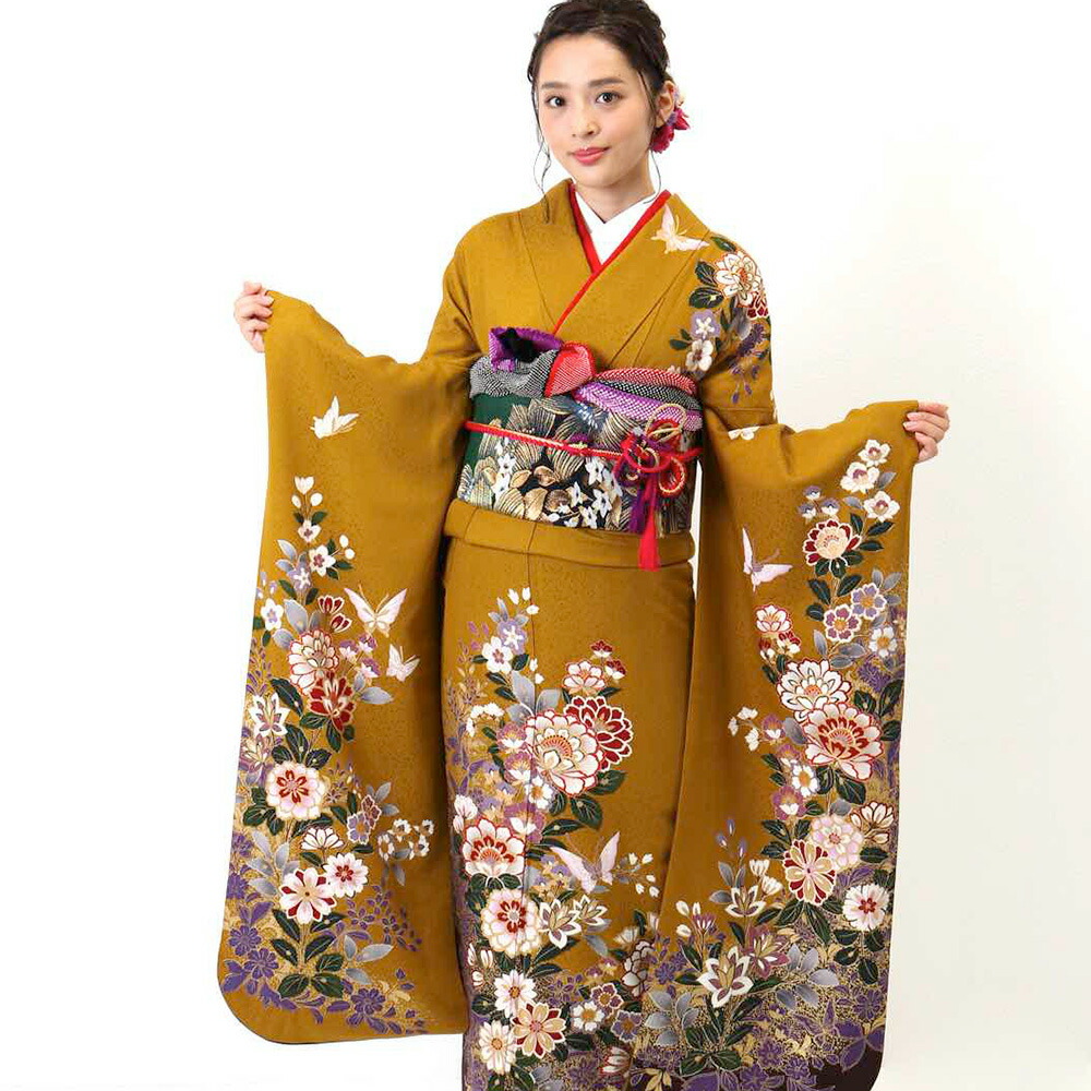 长袖和服租赁[安心的长期租赁]租赁长袖和服全套-047花纹老式的经典的