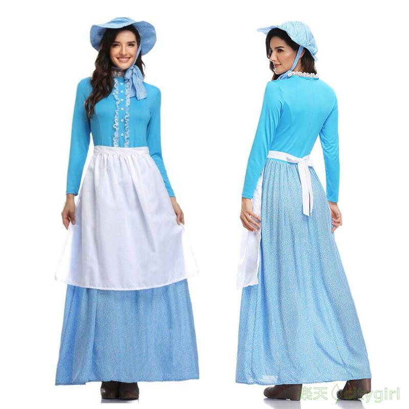 Citygirl ハロウィン コスプレ 親子セットアップ メイド 花柄 洋館メイド モテる ワンピース 舞台劇 おもしろ コスチューム かわいい 文化祭 忘年会 舞台衣装 演出服 レディース Cosplay 女性用 コスプレ衣装 アリス 仮装 Citygirl