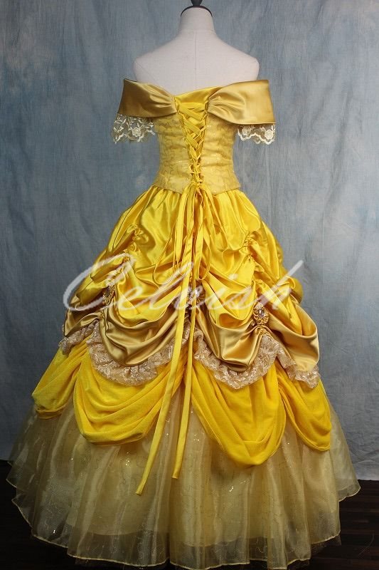 美女与野兽铃黄色大人礼服公主礼服古装戏服装假扮礼服公主礼服古装戏