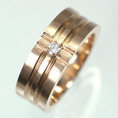 ピンクゴールド K18pg ダイヤモンド0 1ct メンズリング 指輪 メンズ キュートジュエリーオーダージュエリー