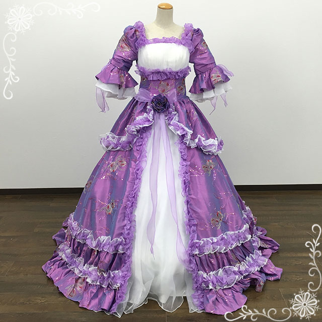 中世貴族風ロングドレス・お姫様ドレス(7号,9号,11号/ラベンダー