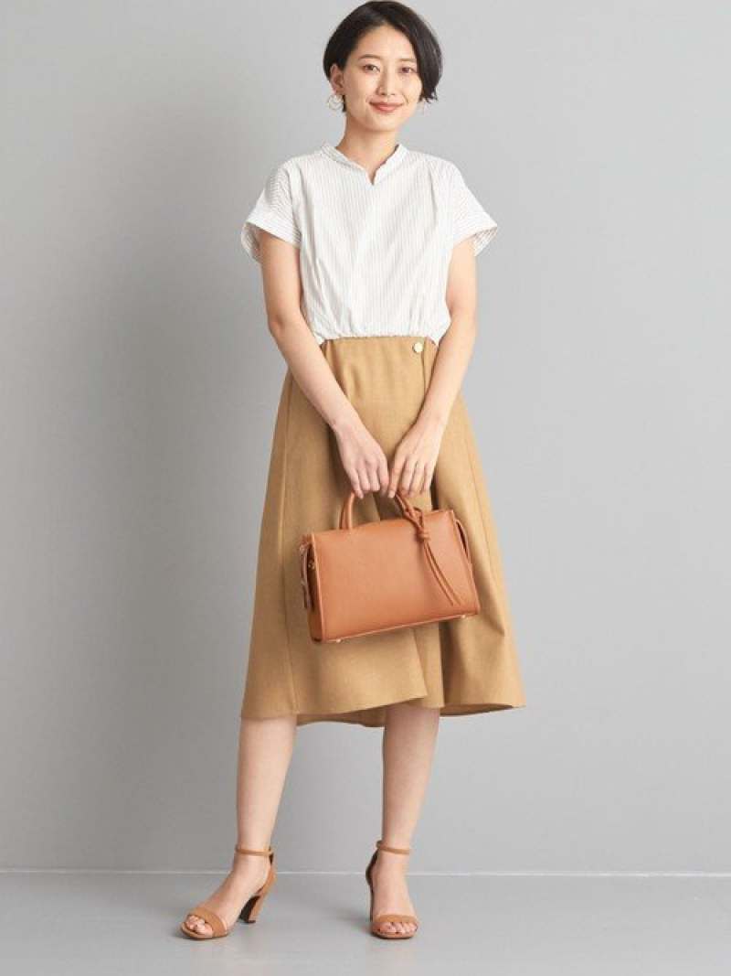 Rakuten Arrows Fashion キーネック Sale 40 Off Work Trip Outfits Relaxing Wto Cs キーネック 切替aライン ワンピース United Arrows Green Label Relaxing ユナイテッドアローズ グリーンレーベルリラクシング ワンピース 半袖ワンピース ベージュ Rba E