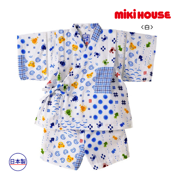 ミキハウス正規販売店 ミキハウス Mikihouse 二重織ガーゼ パッチワーク柄プッチー甚平スーツ 100cm 110cm Forever123 和服 日本製 部屋着 お取り寄せ商品 メール便対応可