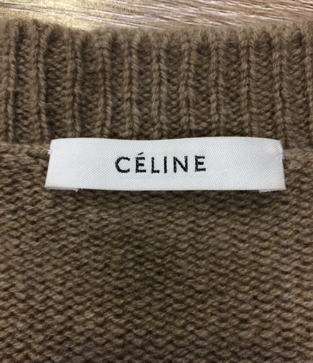 celine logo embroidery long sleeves knit lady"s size m (m)