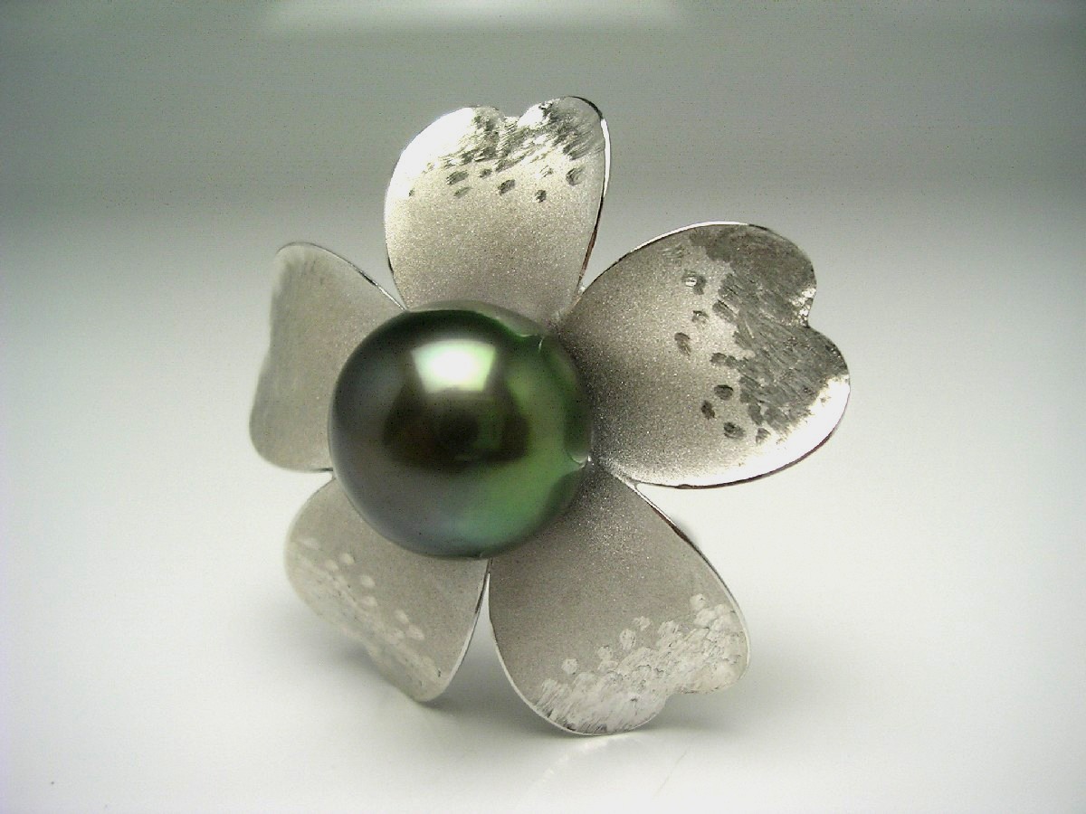 0mm peacock green silver flower plant 63084 イソワパール