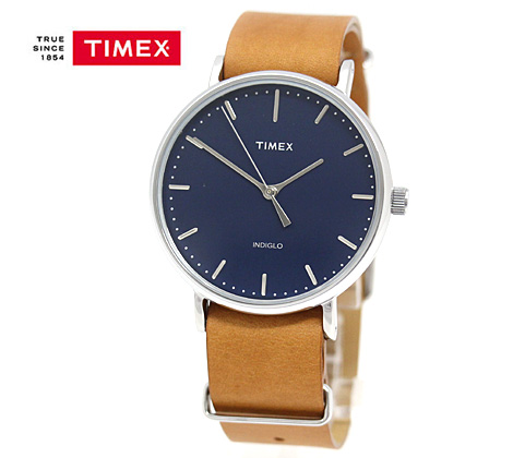 Timex タイメックス 腕時計 ウィークエンダーフェアフィールド Bigアクセ 秋 レザーベルト 41mm メンズ 誕生石 ネイビー ブラウン Tw2p 送料無料 ジュエリーセキネ 41mmケースサイズ フェアフィールド