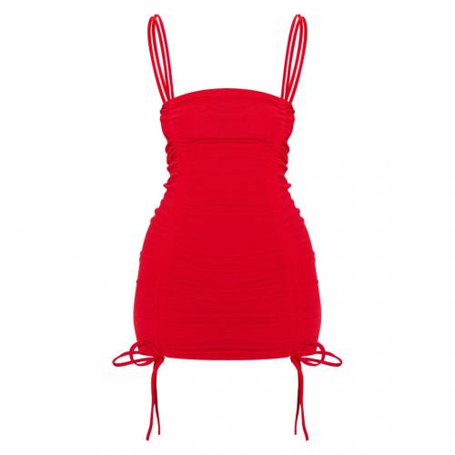 neon lime ruched front strappy bodycon dress