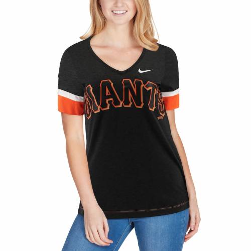 ナイキ Nike Tシャツ ジャイアンツ レディース ブイネック Nike Tシャツ 黒 ブラック Womens Tシャツ Black Nike San Francisco Giants Mesh Vneck Tshirt レディースファッション トップス Tシャツ カットソー スニケススポーツブランド カジュアル ファッション