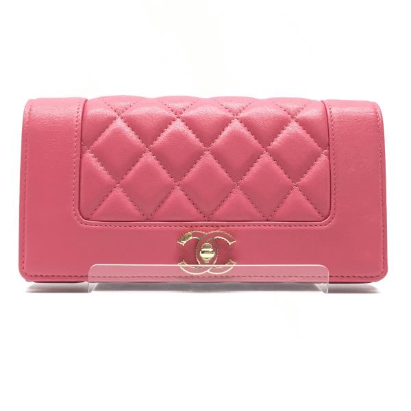 Chanel シャネル 長財布 マトラッセ ピンク レザー ブランド コインケース 小銭入れ カードケース Chanel カードケース フラップ レディース ブランド 管理ry かんてい局名古屋錦三丁目 緑店 中古 A 名古屋錦三丁目店