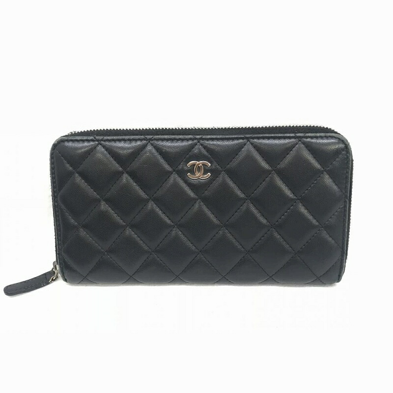 シャネル Chanel ラムスキン マトラッセ ラウンドファスナー ジッピーウォレット ラムスキン ブラック シャネル シルバー金具 ブランド 激安 中古 ギャラ付き 管理em2185 かんてい局名古屋錦三丁目 緑店この商品はかんてい局名古屋緑店から発送いたします