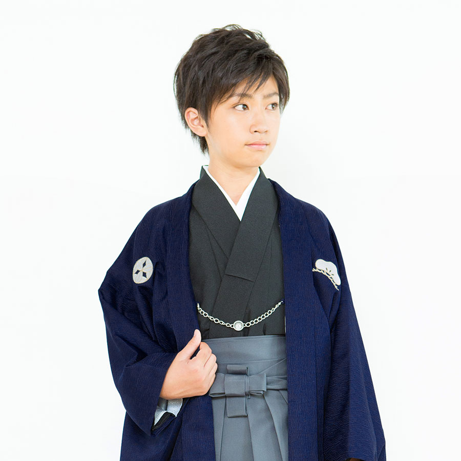 小毕业典礼小学生男孩和服短外罩裤裙全套租赁10岁.11岁.12岁.