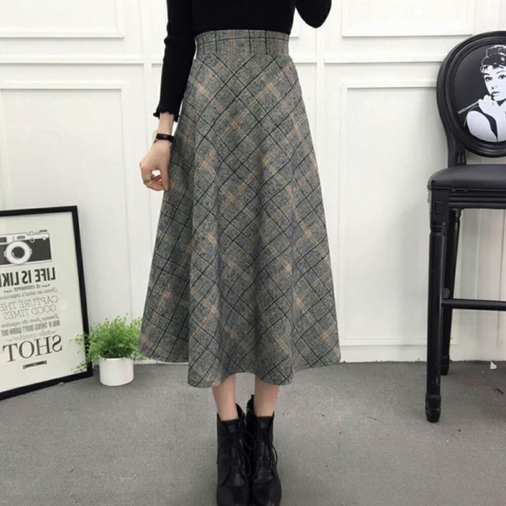 la-robe-noire: 女子的裙子格子花纹长裙长裙长裙子的