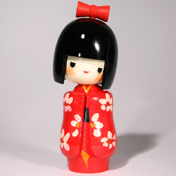 娃娃女孩袖子 (红色) c267 kokeshi 娃娃创作日本 kokeshi 传统玩偶在