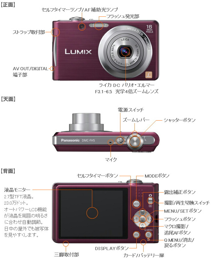 panasonic lumix dmc-fh5"立即交纳~3营业日之后的发送"莱卡dc透镜