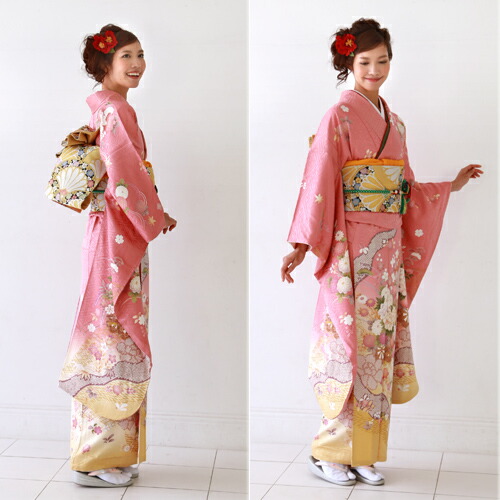 菊牡丹小鹿"成人仪式到婚礼以及正式下和服kimono furisode袖子rental