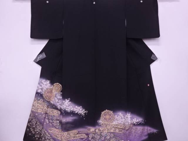 【中古】 【IDN】 【リサイクル】 【着】 金彩石畳に草花模様刺繍訪問着