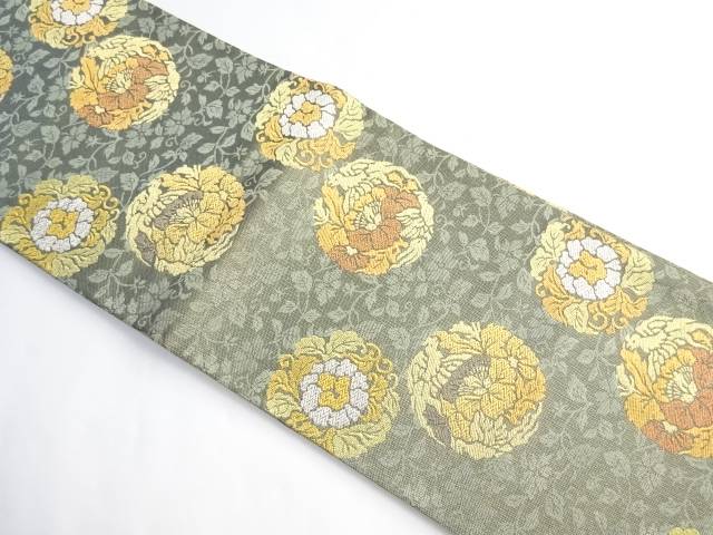 未使用品 有職織類集 丸に花唐草模様織り出し袋帯 リサイクル 和服 中古 Kimono Shinei ２号店 帯 合計3980円以上の購入で送料無料